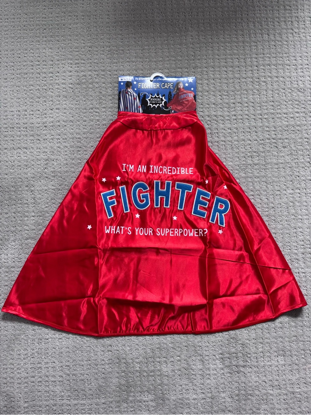 Red "I'm An Incredible Fighter" Kids Cape